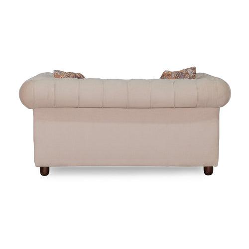 Grace Chesterfield 2 Seater Sofa in Premium Polyester Fabric in Ivory Colour