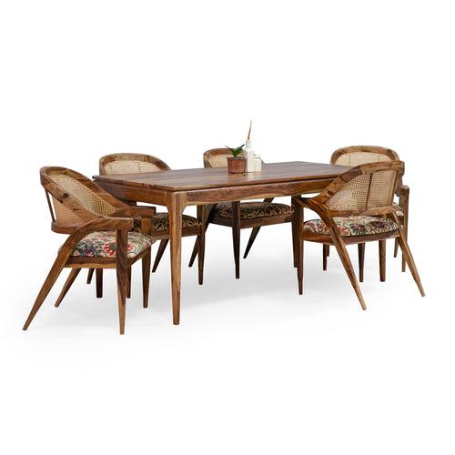 Kawung Sheesham Wood 6 Seater Dining Table with 6 Chairs