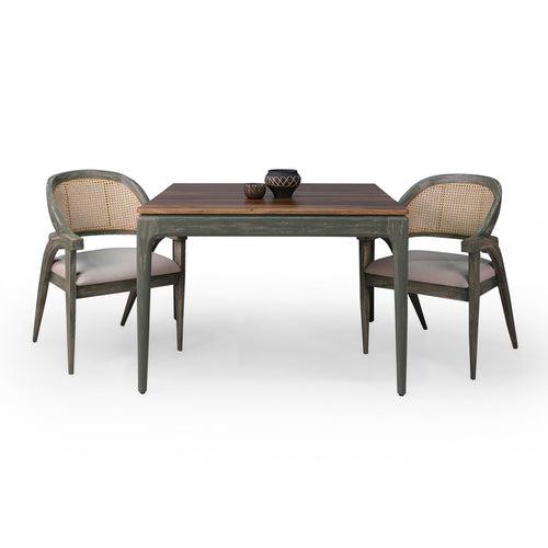 Kawung Solid Wood 4 Seater Dining Table with 4 Chairs