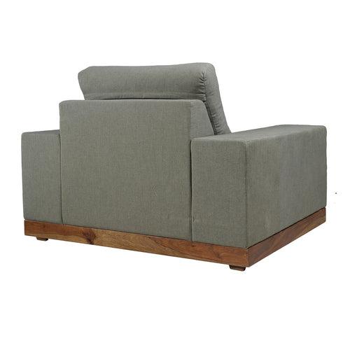 Valentina Single Seater Sofa with Sheesham Wood Base & Linen Fabric