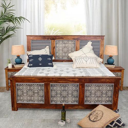 Felice Solid Wood Bed with Hand Painting