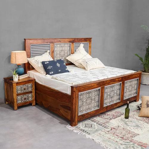 Felice Solid Wood Bed with Hand Painting