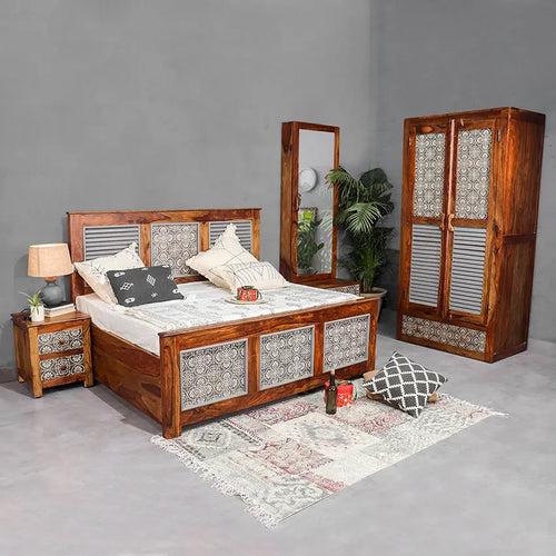 Felice Solid Wood Bed with Hand Painting