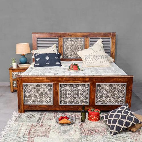 Felice Solid Wood Bed with Hand Painting