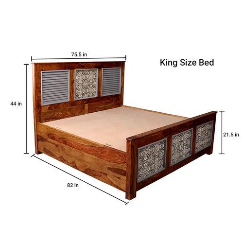 Felice Solid Wood Bed with Hand Painting