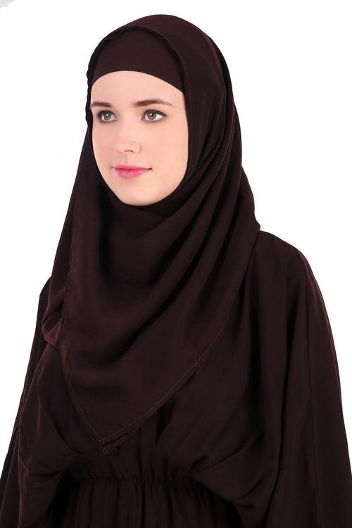 Ruched Box Pleated Brown Abaya