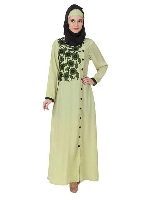 Wareesha Crepe Parrot Green Abaya