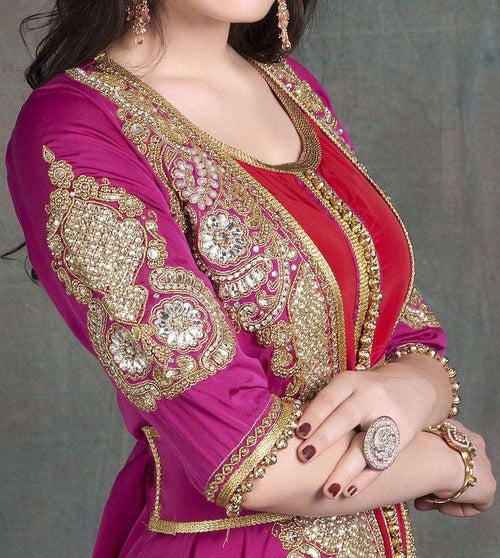 Pink and Maroon Party Wear Jacket Style Dubai Style Takchita MYPF1218