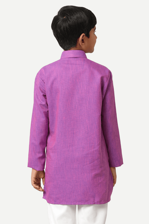 UATHAYAM Exotic Cotton Rich Blend  Full Sleeve Solid Regular Fit Kids Kurta + Pyjama 2 In 1 Set (Dark Lavender)