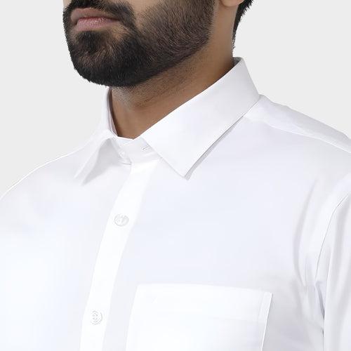 UATHAYAM Snow Field 100% Cotton Formal White Shirts For Men - 2 Pcs Combo Pack
