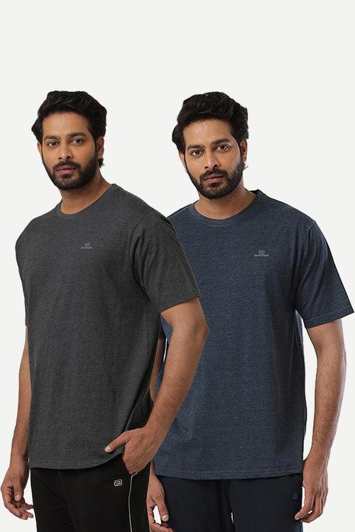 Ariser Cotton Rich Blend Round Neck Solid T-Shirt Combo - 202 (Pack Of 2)