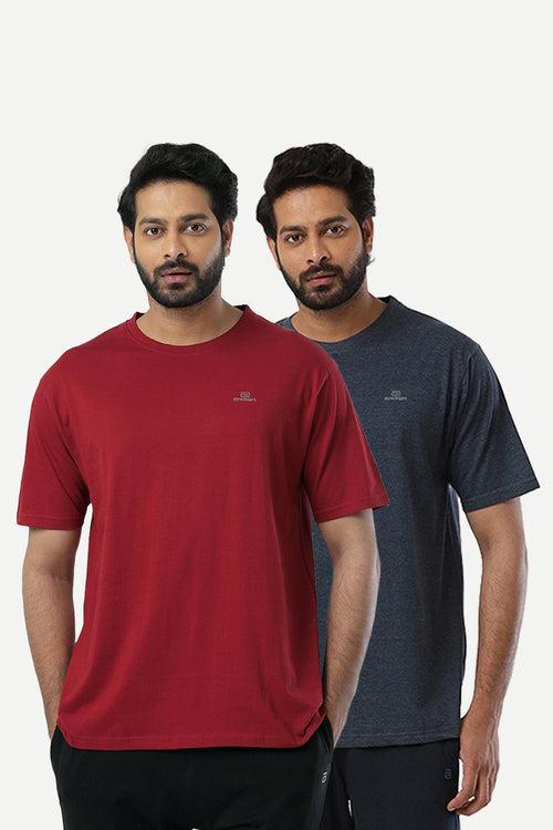 Ariser Cotton Rich Blend Round Neck Solid T-Shirt Combo - 204 (Pack Of 2)
