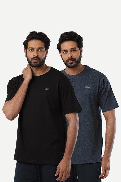 Ariser Cotton Rich Blend Round Neck Solid T-Shirt Combo - 206 (Pack Of 2)