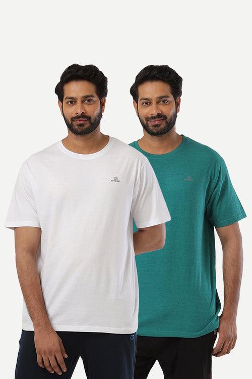 Ariser Cotton Rich Blend  Round Neck Solid T-Shirt Combo - 210 (Pack Of 2)