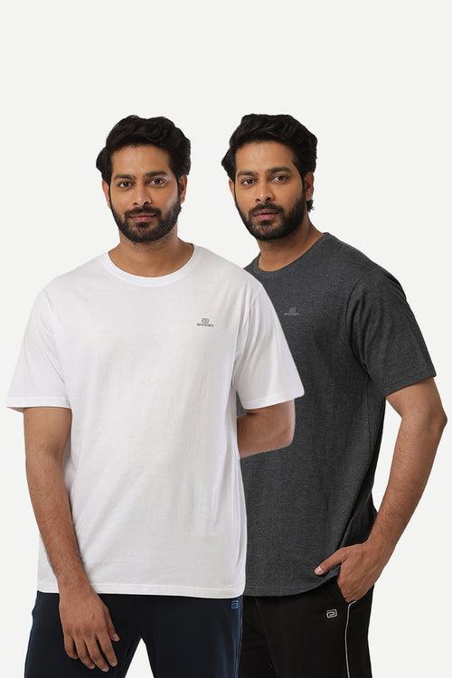 Ariser Cotton Rich Blend Round Neck Solid T-Shirt Combo - 216 (Pack Of 2)