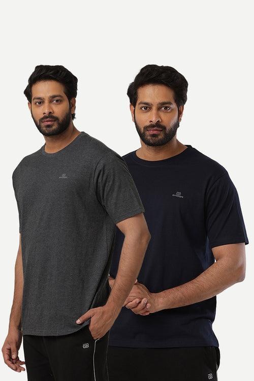Ariser Cotton Rich Blend  Round Neck Solid T-Shirt Combo - 220 (Pack Of 2)
