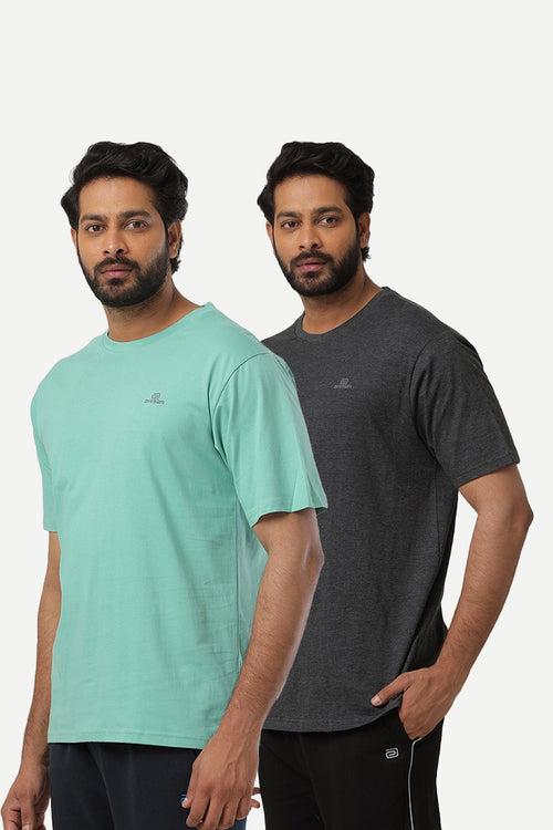 Ariser Cotton Rich Blend Round Neck Solid T-Shirt Combo - 221 (Pack Of 2)