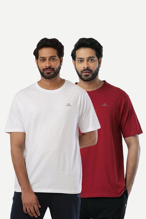 Ariser Cotton Rich Blend Round Neck Solid T-Shirt Combo - 222 (Pack Of 2)