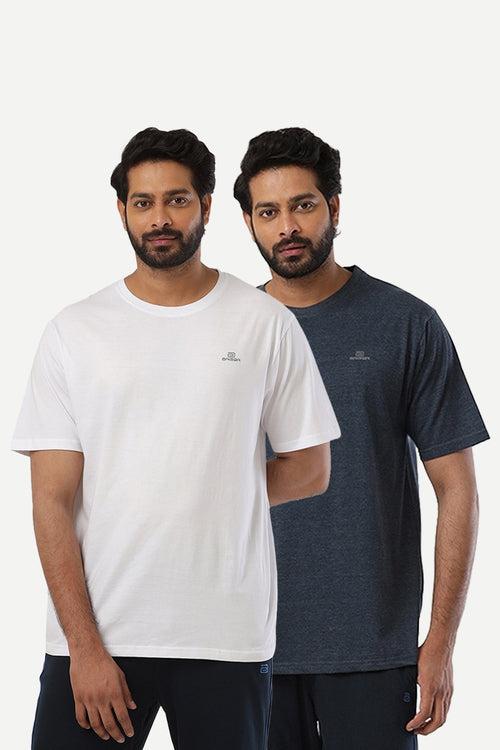 Ariser Cotton Rich Blend Round Neck Solid T-Shirt Combo - 225 (Pack Of 2)