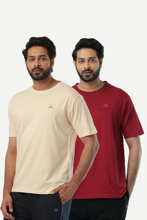 Ariser Cotton Rich Blend Round Neck Solid T-Shirt Combo - 258 (Pack Of 2)