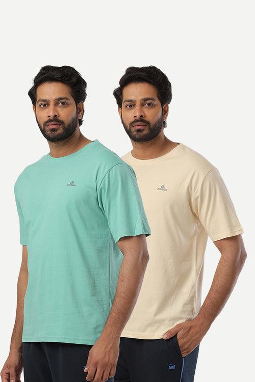 Ariser Cotton Rich Blend Round Neck Solid T-Shirt Combo - 259 (Pack Of 2)