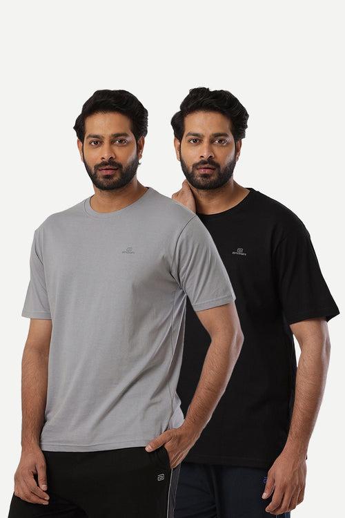 Ariser Cotton Rich Blend  Round Neck Solid T-Shirt Combo - 256 (Pack Of 2)