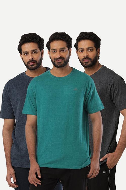 Ariser Cotton Rich Blend Round Neck Solid T-Shirt Combo - 31 (Pack of 3)