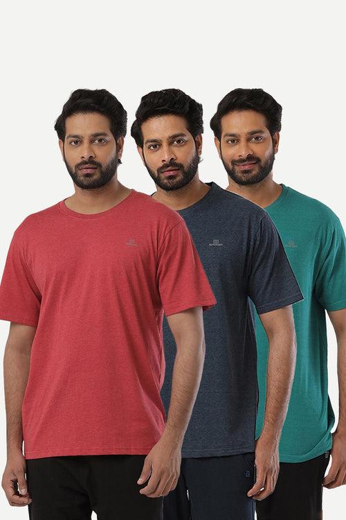 Ariser Cotton Rich Blend Round Neck Solid T-Shirt Combo - 33 (Pack of 3)