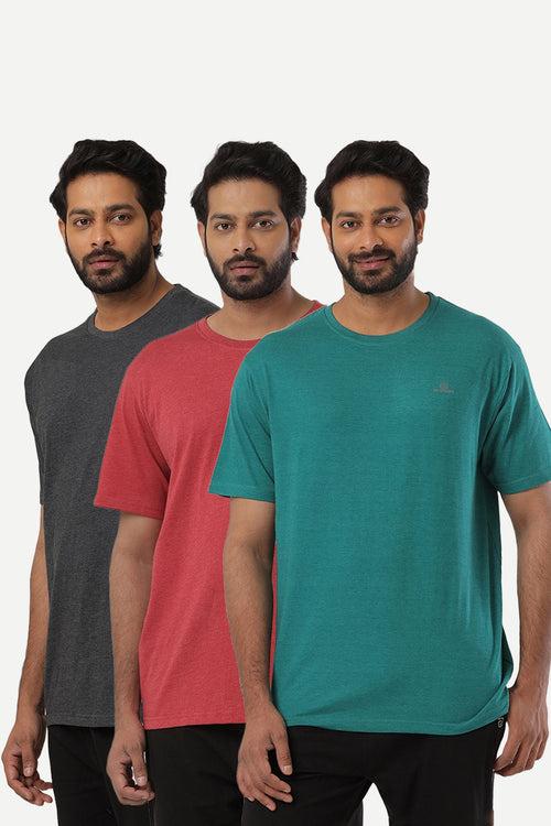 Ariser Cotton Rich Blend Round Neck Solid T-Shirt Combo - 42 (Pack of 3)
