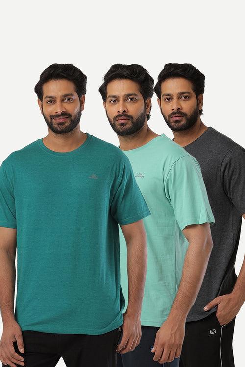 Ariser Cotton Rich Blend  Round Neck Solid T-Shirt Combo - 48 (Pack Of 3)