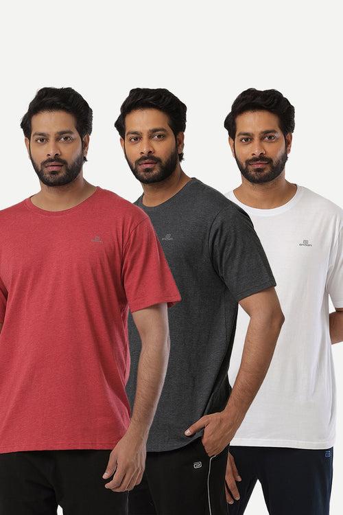 Ariser Cotton Rich Blend  Round Neck Solid T-Shirt Combo - 50 (Pack Of 3)