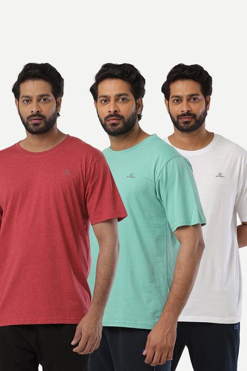 Ariser Cotton Rich Blend Round Neck Solid T-Shirt Combo - 63 (Pack of 3)