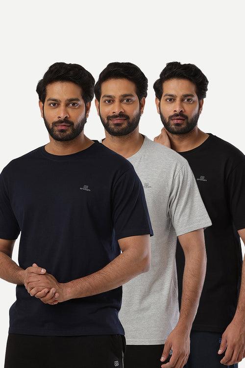 Ariser Cotton Rich Blend Round Neck Solid T-Shirt Combo - 80 (Pack of 3)