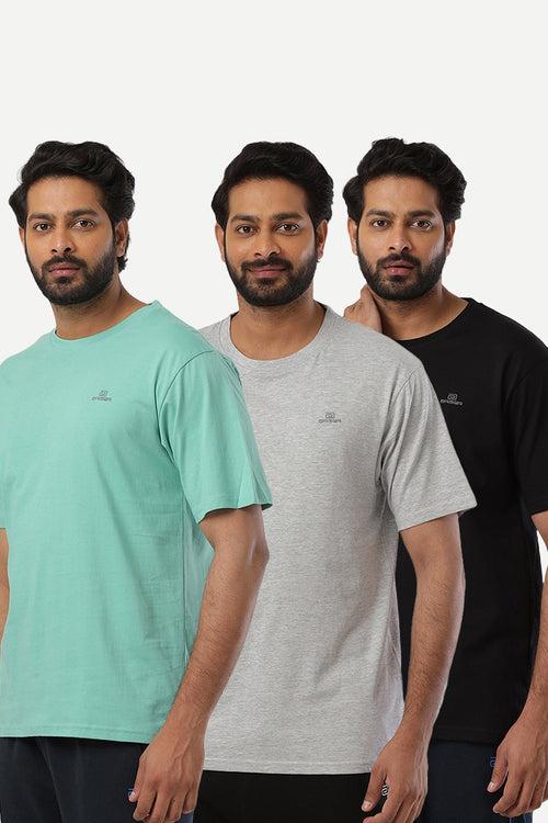 Ariser Cotton Rich Blend  Round Neck Solid T-Shirt Combo - 81 (Pack Of 3)