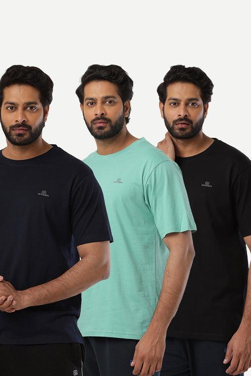 Ariser Cotton Rich Blend Round Neck Solid T-Shirt Combo - 83 (Pack of 3)