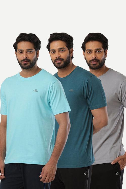 Ariser Cotton Rich Blend Round Neck Solid T-Shirt Combo - 87 (Pack of 3)