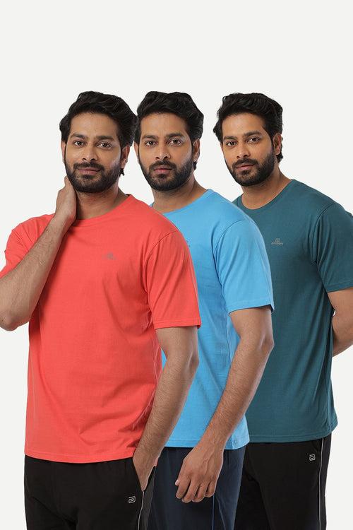 Ariser Cotton Rich Blend Round Neck Solid T-Shirt Combo - 93 (Pack of 3)