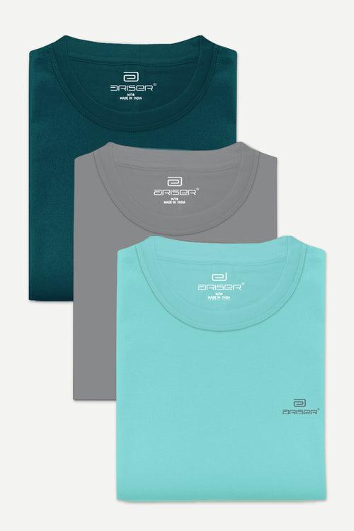 Ariser Cotton Rich Blend Round Neck Solid T-Shirt Combo - 87 (Pack of 3)