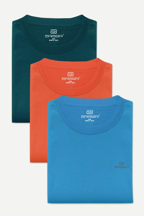 Ariser Cotton Rich Blend Round Neck Solid T-Shirt Combo - 93 (Pack of 3)