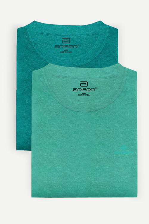 Ariser Cotton Rich Blend Round Neck Solid T-Shirt Combo - 215 (Pack Of 2)