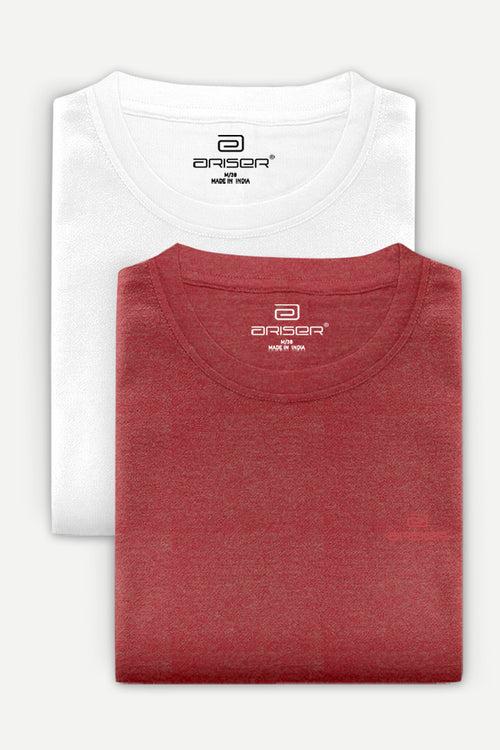 Ariser Cotton Rich Blend Round Neck Solid T-Shirt Combo - 222 (Pack Of 2)