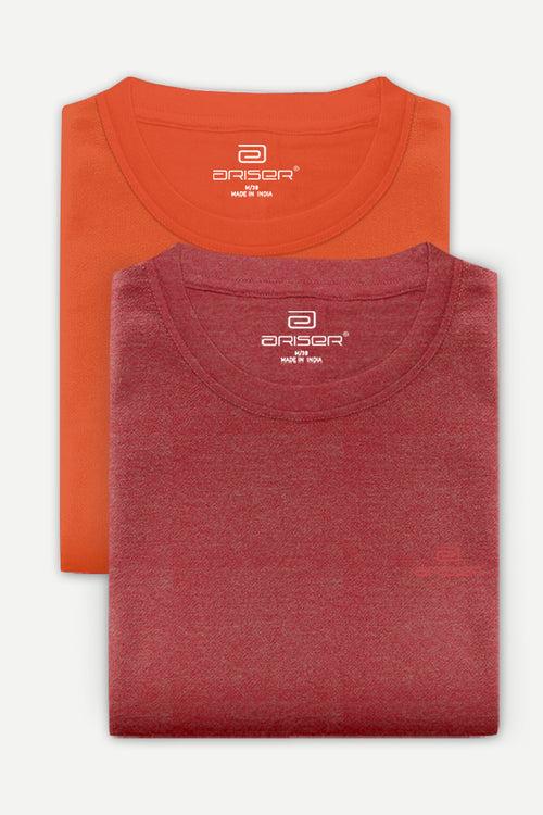 Ariser Cotton Rich Blend  Round Neck Solid T-Shirt Combo-242 ( Pack Of 2 )