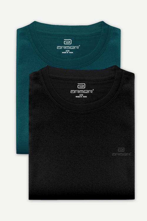 Ariser Cotton Rich Blend  Round Neck Solid T-Shirt Combo-248 ( Pack Of 2 )
