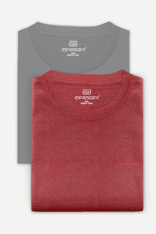 Ariser Cotton Rich Blend Round Neck Solid T-Shirt Combo - 254 (Pack Of 2)