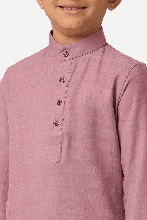 UATHAYAM Poly Viscose Shining Star Kurta  Full Sleeve Solid Regular Fit For Kids (Dusty Pink)