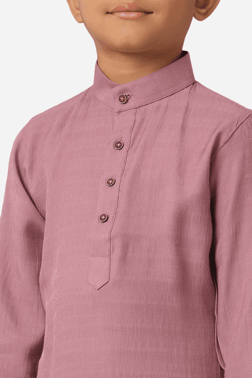 UATHAYAM Poly Viscose Shining Star Full Sleeve Solid Regular Fit Kurta & Panchakacham 2 In 1 Set For Kids (Dusty Pink)