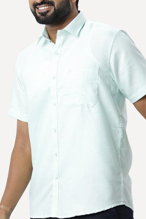 ARISER Armani Light Green Color Cotton Rich Blend Half Sleeve Solid Slim Fit Formal Shirt for Men - 90954