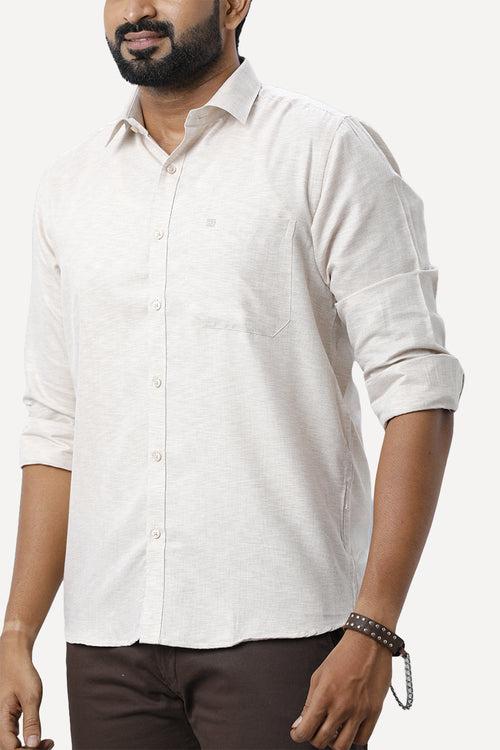 ARISER Armani Desert Tan Color Cotton Rich Blend Full Sleeve Solid Slim Fit Formal Shirt for Men - 90958