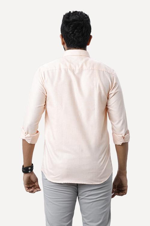 ARISER Armani Pearl Peach Color Cotton Rich Blend Full Sleeve Solid Slim Fit Formal Shirt for Men -90956