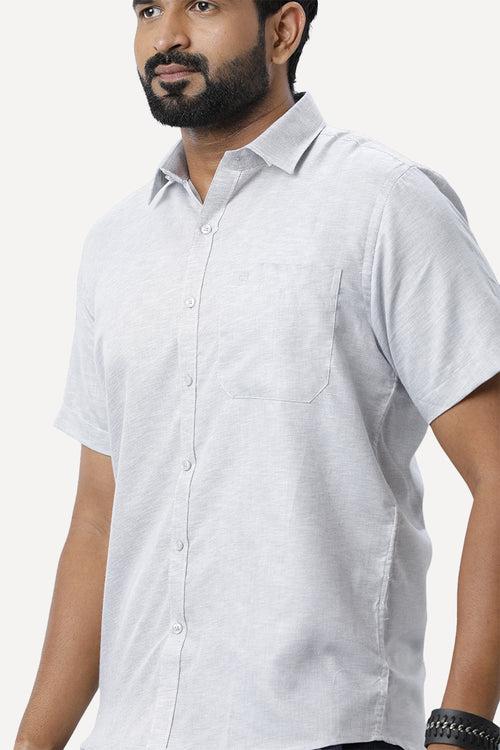ARISER Armani Grey Color Cotton Rich Blend Half Sleeve Solid Slim Fit Formal Shirt for Men - 90957